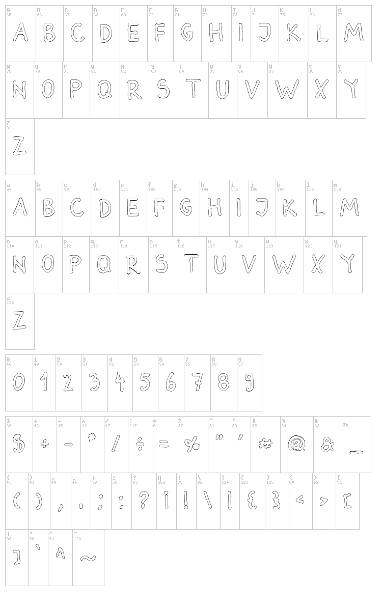 Darbog font map